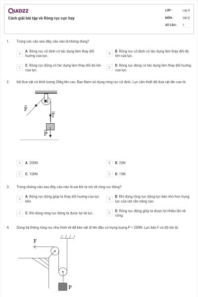 Cách giải bài tập về Ròng rọc cực hay