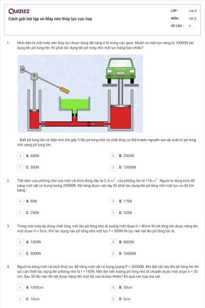 Cách giải bài tập về Máy nén thủy lực cực hay