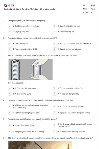 Cách giải bài tập về Cơ năng, Thế năng, Động năng cực hay