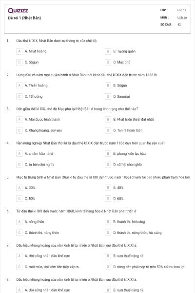 Đề số 1 (Nhật Bản)