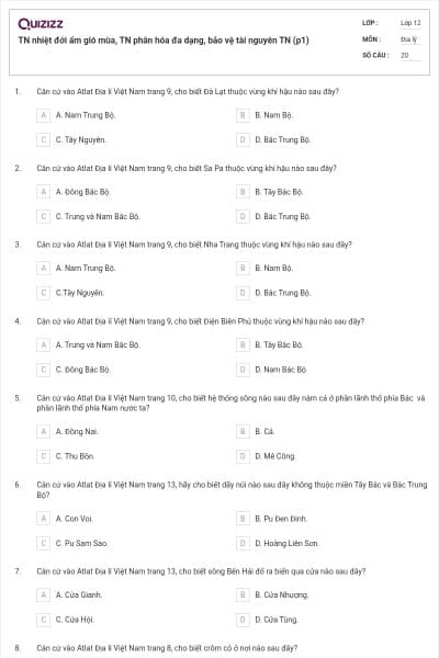 TN nhiệt đới ẩm gió mùa, TN phân hóa đa dạng, bảo vệ tài nguyên TN (p1)