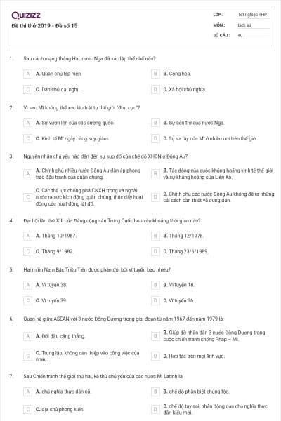 Đề thi thử 2019 - Đề số 15