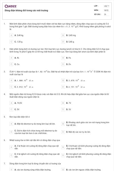 Dòng điện không đổi trong các môi trường
